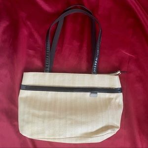 Vintage Tommy Hilfiger Dark Brown/Tan Straw Woven Tote Bag